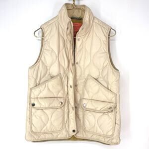 J Crew Quilted Excursion Puffer Vest Ivory Primaloft Women's Size M